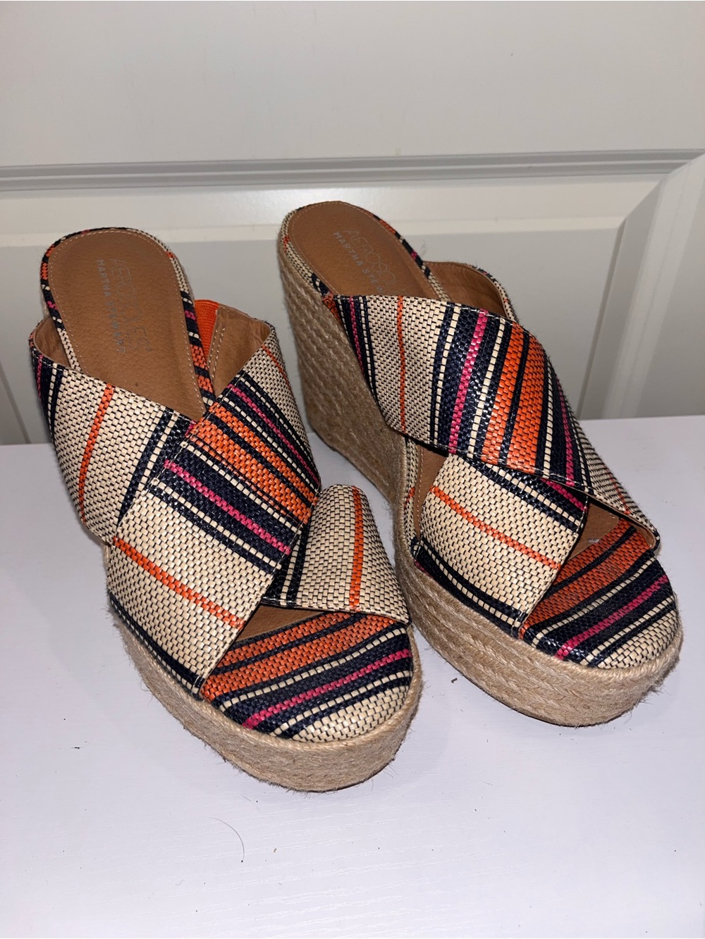 Aerosoles WOODSIDE Martha Stewart platform wedge espadrille in multicolor 10.5